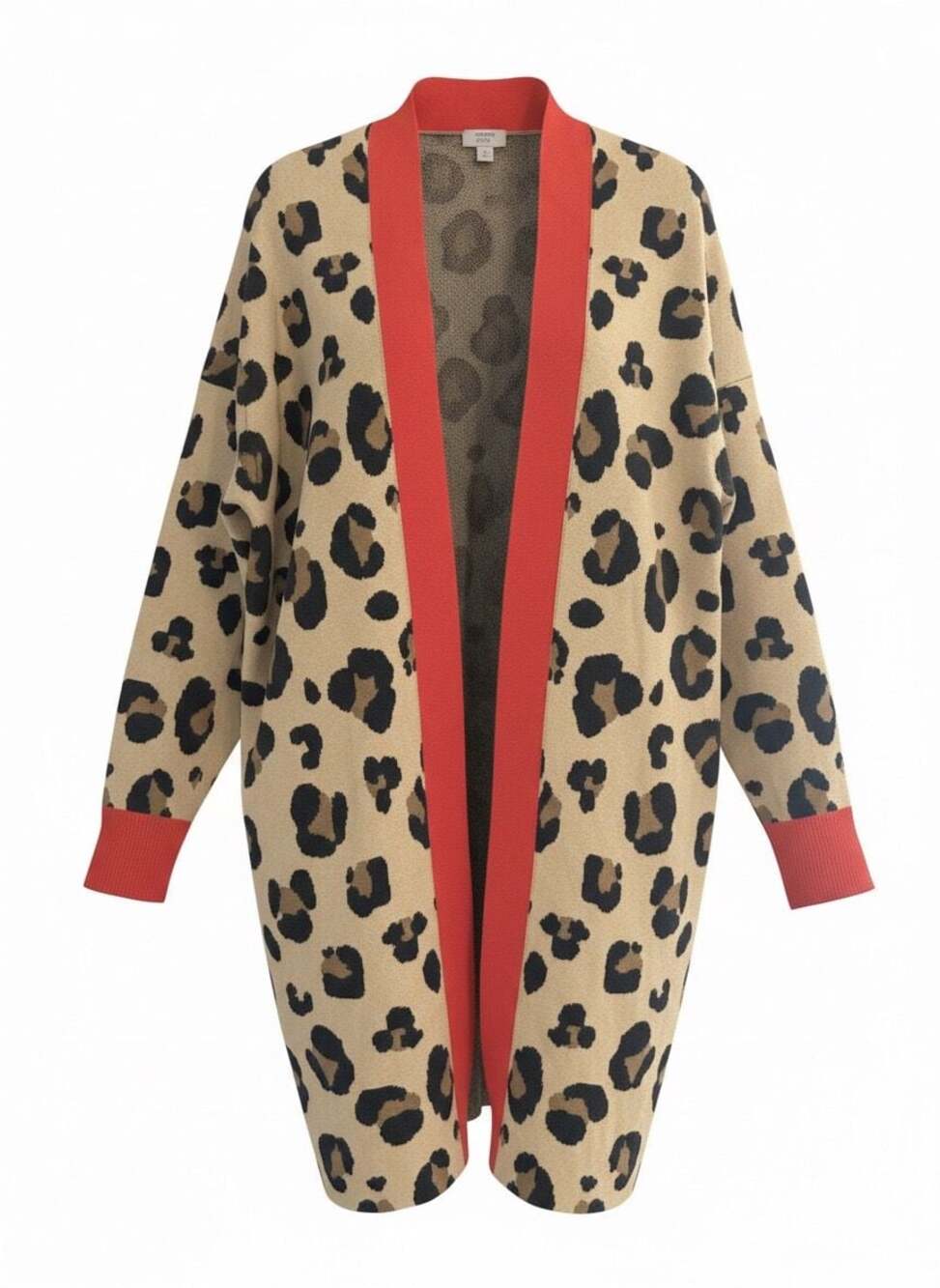 Crown & Ivy Women's Leopard Print Open Front Cardigan Sweater Size L
